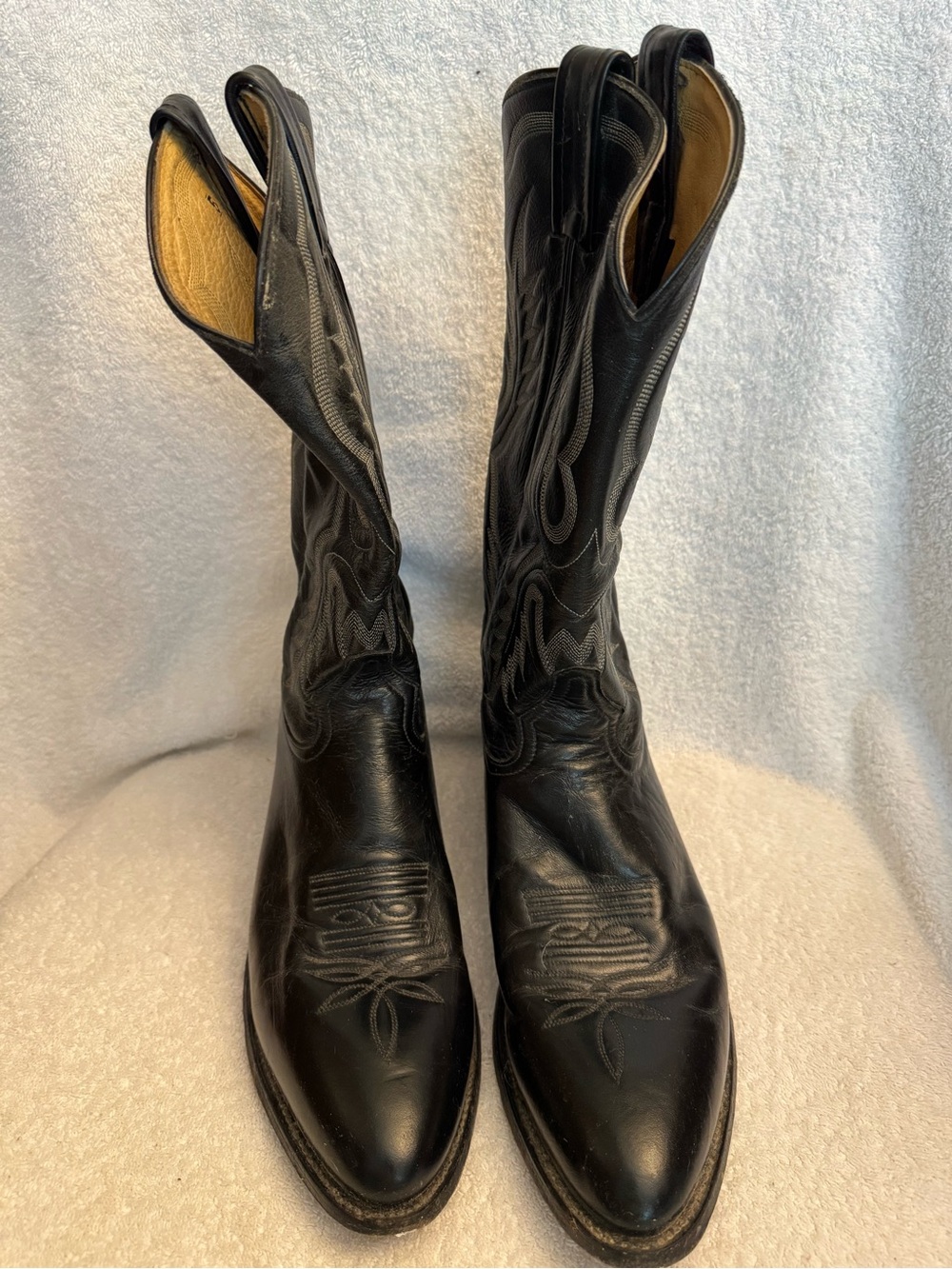 Tony Lama 2911 Black Leather Vintage Cowboy Boots Mens 11.5B